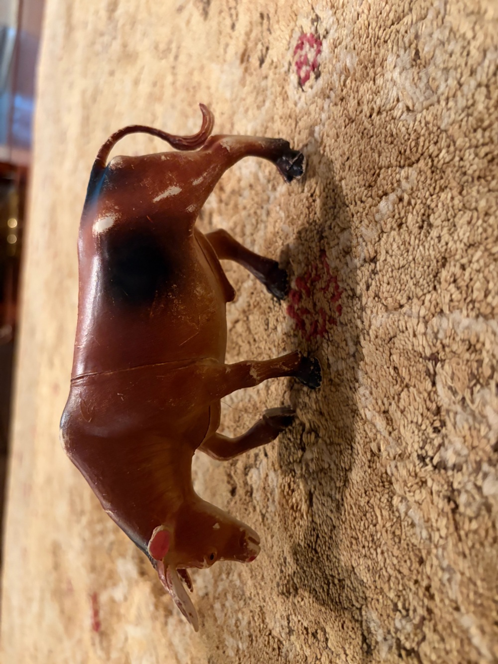 Vintage bull heavy plastic accent piece home decor toy